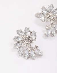 Silver Fan Marquise Diamante Stud Earrings - link has visual effect only