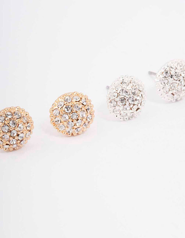 Mixed Metal Dome Stud Earring Pack