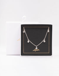 Silver Bezel Diamante Droplet Necklace - link has visual effect only