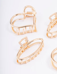 Gold Heart & Oval Hair Claw Clip 4-Pack - link has visual effect only