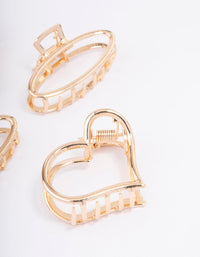 Gold Heart & Oval Hair Claw Clip 4-Pack - link has visual effect only