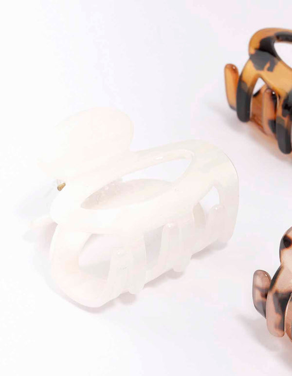 Acrylic Mini Oval Hair Claw Clip 3-Pack