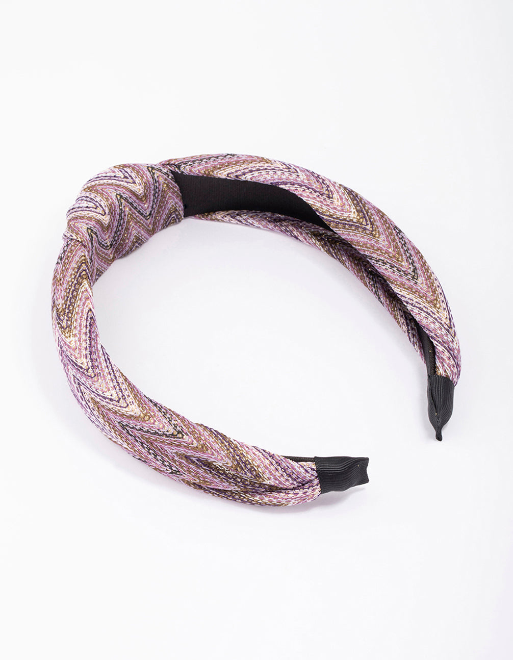 Purple Fabric Chevron Twisted Knotted Headband