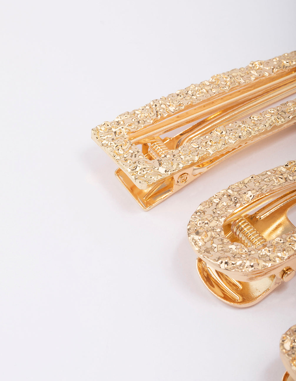 Crafted with glitter gold mixed molten hair clip 3-pack side view