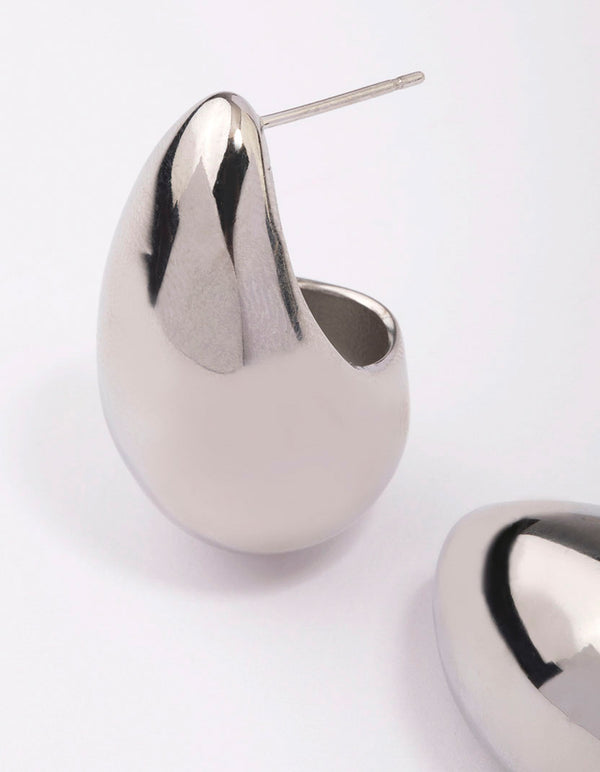 Waterproof Stainless Steel Large Teardrop Earrings