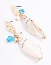 Blue Genuine Shell Beaded Drop Earrings - link has visual effect only