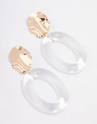 Gold Disc Transparent Drop Earrings - link has visual effect only