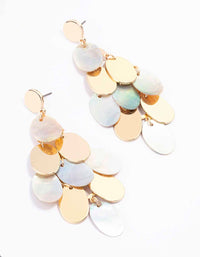 Gold Genuine Shell Disc Drop Earrings - link has visual effect only