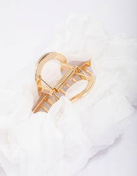 White Fabric Flower Hair Claw Clip - link has visual effect only