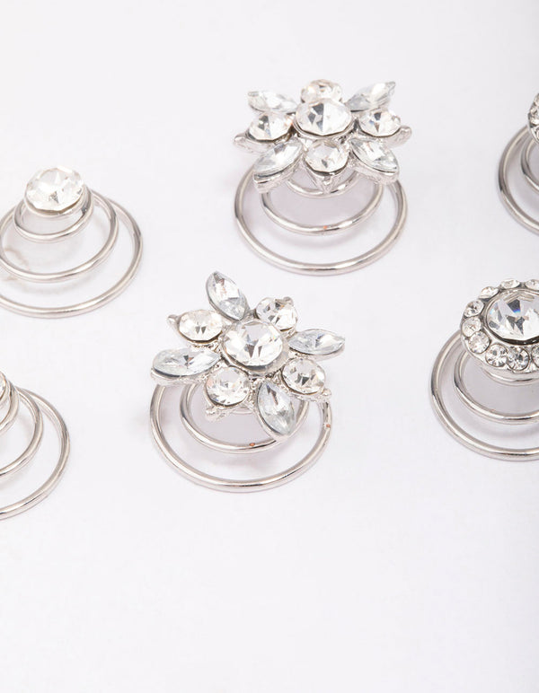 Silver  Round Hair Spiral 6-Pack