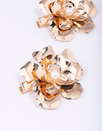 Gold Large Flower Pearl Hair Clip Pack - link has visual effect only