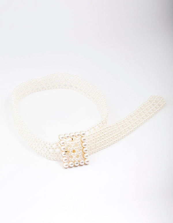 Gold Rectangular Pearl Belt Lovisa