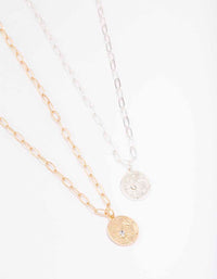 Mixed Metal Celestial Coin Necklace Pack - link has visual effect only