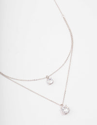 Rhodium Cubic Zirconia Layered Solitaire Necklace - link has visual effect only