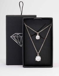 Rhodium Cubic Zirconia Layered Solitaire Necklace - link has visual effect only