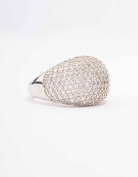 Rhodium Cubic Zirconia Pave Dome Ring - link has visual effect only