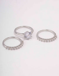 Rhodium Pave Solitaire Ring 3-Pack - link has visual effect only