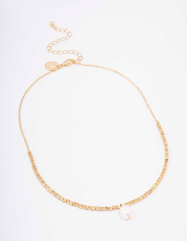 Gold Plated Pendant & Pearl Necklace