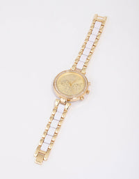 Gold & White Two-Toned Oyster Watch - link has visual effect only