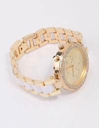 Gold & White Two-Toned Oyster Watch - link has visual effect only