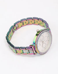 Holographic Diamante Link Watch - link has visual effect only