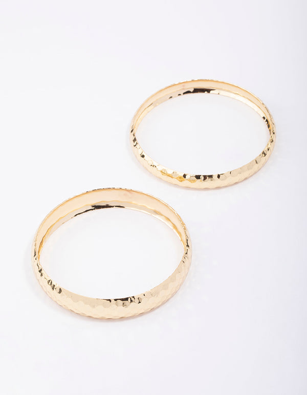 Gold Plated Hammered Bangle Pack