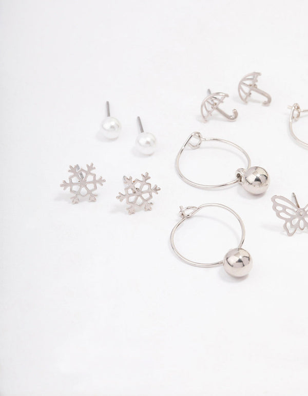 Silver Cloud & Snowflake Earring 12-Pack