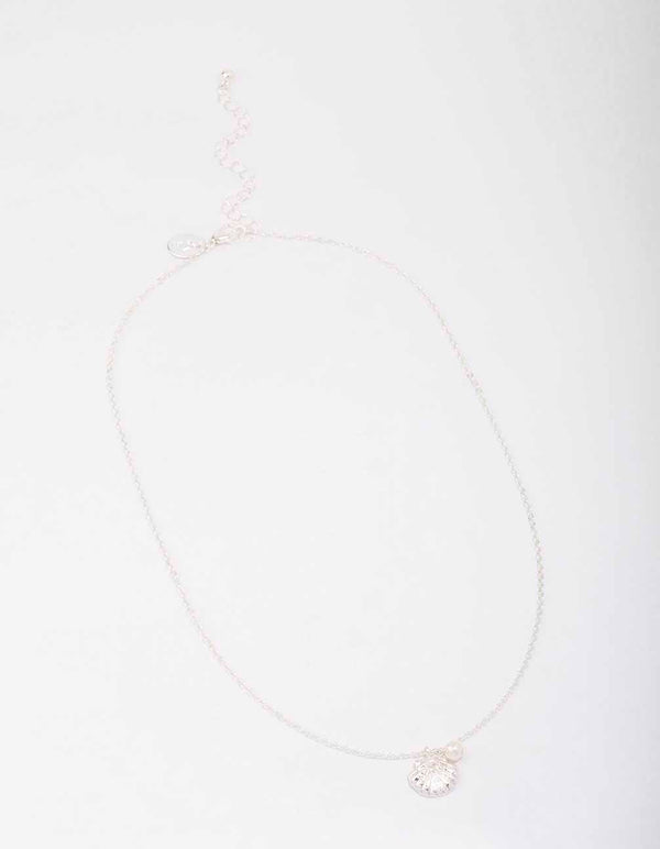 Silver Freshwater Pearl & Clam Pendant Necklace