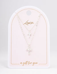 Silver Mixed Texture Cross Necklace - link has visual effect only