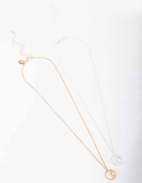 Mixed Metal Circular Sun Necklace - link has visual effect only