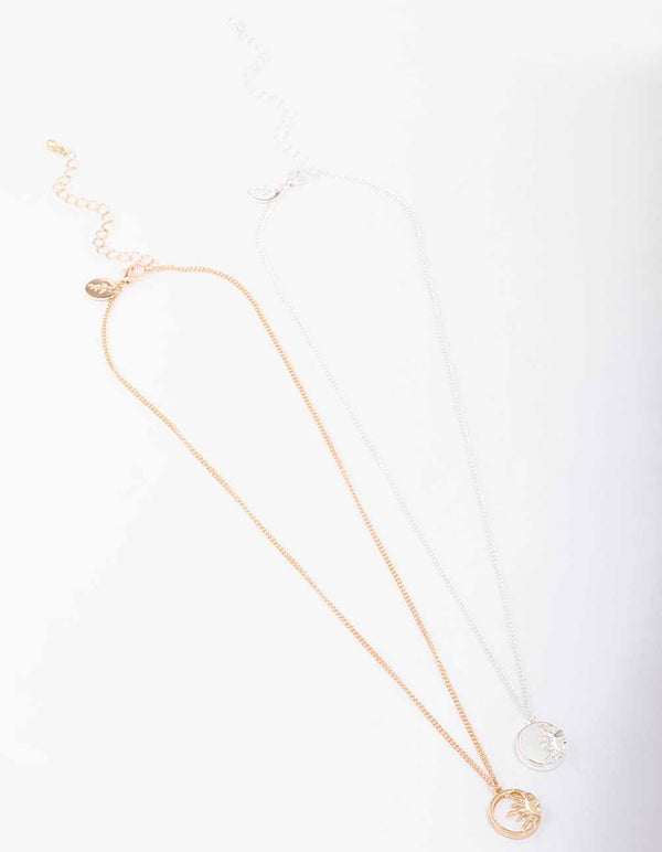 Mixed Metal Circular Sun Necklace
