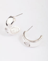 Silver Encased Pear Diamante Hoop Earrings - link has visual effect only