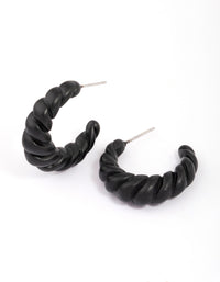 Black Twisted Rope Hoop Earrings - link has visual effect only
