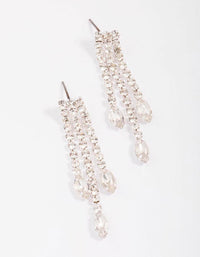 Silver Cup Chain Pear Diamante Drop Earrings - link has visual effect only