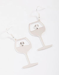 Silver Diamante Wine Glass Drop Earrings - link has visual effect only
