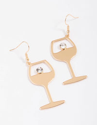 Gold Diamante Wine Glass Drop Earrings - link has visual effect only