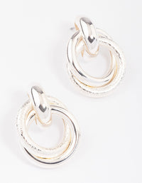 Silver Layered Textured Knotted Hoop Earrings - link has visual effect only