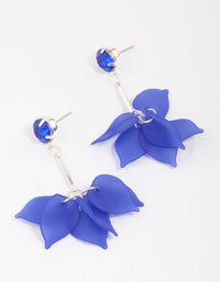 Navy Blue Stone & Stick Petal Drop Earrings - link has visual effect only