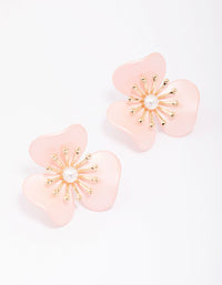 Gold Statement Flower Stud Earrings - link has visual effect only