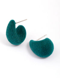 Green Velvet Droplet Huggie Earrings - link has visual effect only