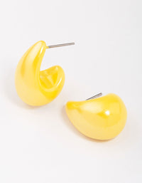 Yellow Iridescent Teardrop Huggie Earrings - link has visual effect only