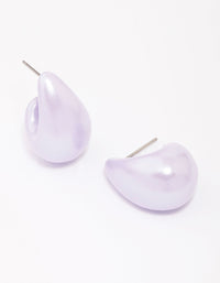 Lilac Iridescent Droplet Teardrop Huggie Hoop Earrings - link has visual effect only