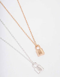 Gold & Silver Plain Locket Necklace Pack - link has visual effect only