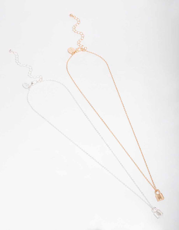 Gold & Silver Plain Locket Necklace Pack - Lovisa