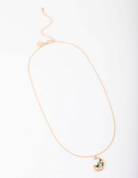 Gold Diamante Moon Celestial Pendant Necklace - link has visual effect only