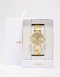 Gold Medium Simple Mesh Watch - link has visual effect only