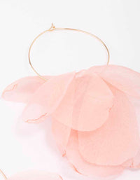 Gold Petal Leaves Fabric Hoop Earrings - link has visual effect only