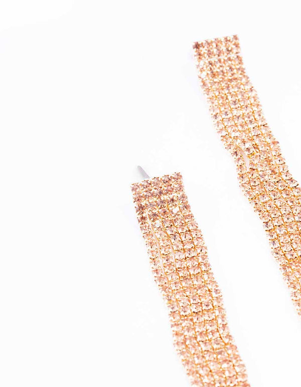 Gold Layered Wavy Cupchain Drop Earrings