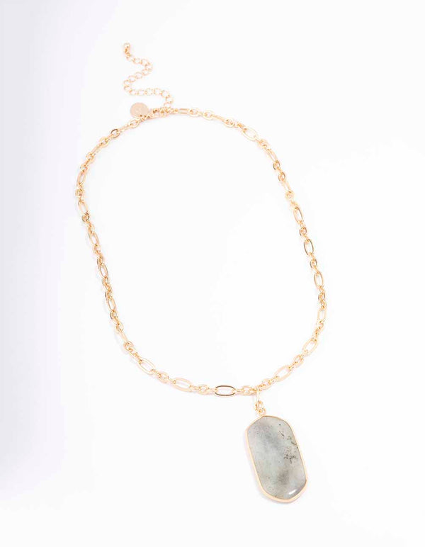 Gold Labradorite Link Chain Pendant Necklace