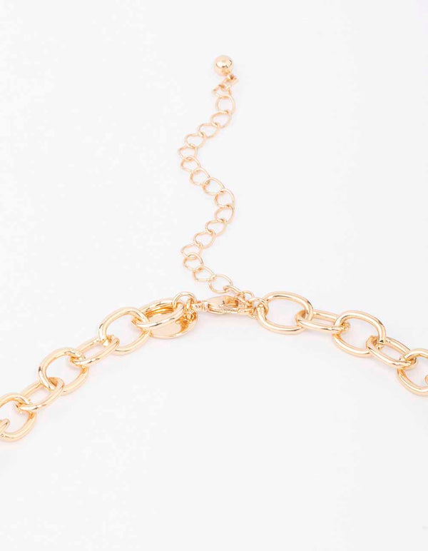 Gold Mixed Circle Chain Necklace
